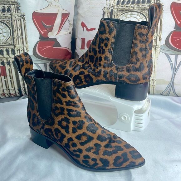 (F) Loeffler Randall Nellie 7 women's ankle boots, brown calf hai leopard print - Picture 1 of 12
